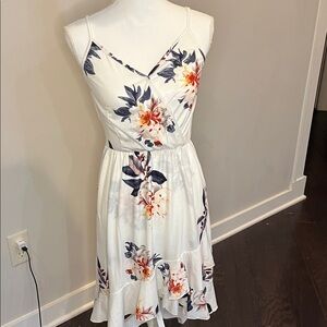 Floral White Sleeveless Dress